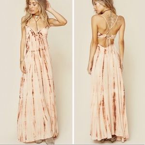 Blue Life Tie Dye Lace Up Open Back Maxi Dress